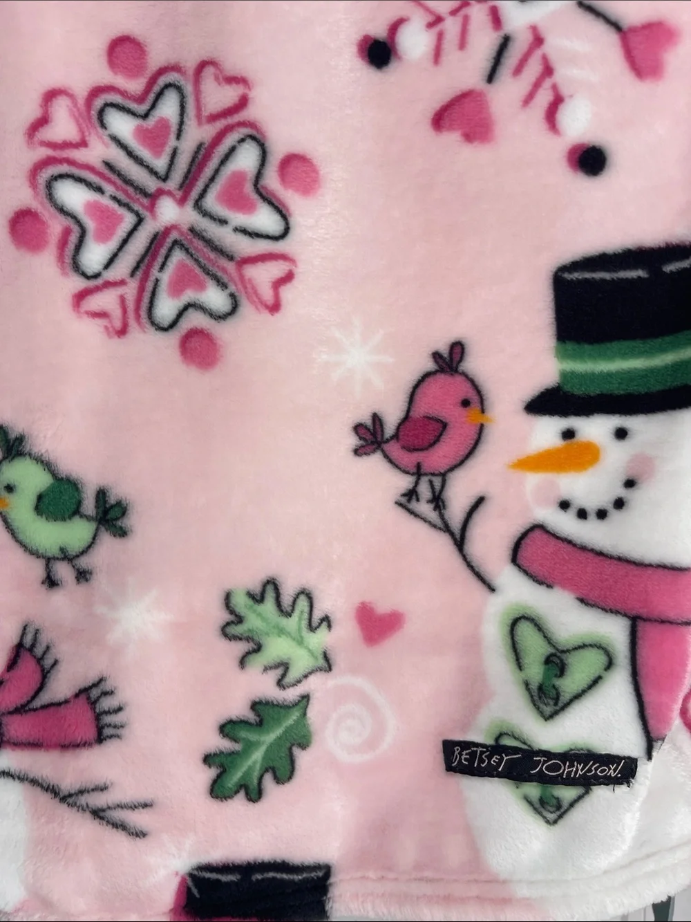 🆕🎄💋BETSEY JOHNSON💋OVERSIZED ULTRA SOFT PLUSH SNOWMAN ⛄️ THROW /BLANKET